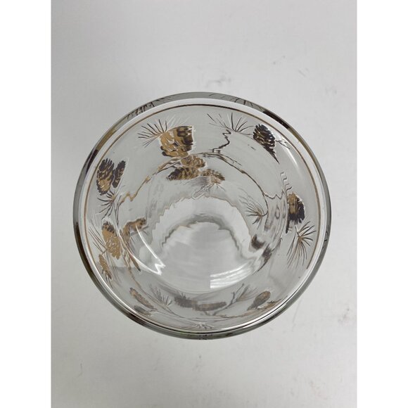 Vintage 8" MCM Frosted Gold Pinecone Glass Carafe Pitcher Barware Lid - Picture 6 of 8